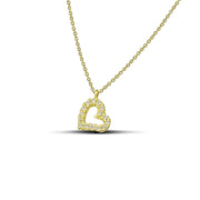 Γυναικείο χρυσό κολιέ 14Κ με καρδιά και πέτρες NL091 - βίντεο.