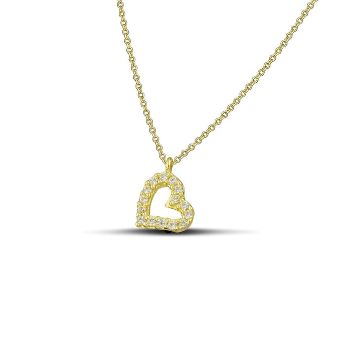 Γυναικείο χρυσό κολιέ 14Κ με καρδιά και πέτρες NL091.