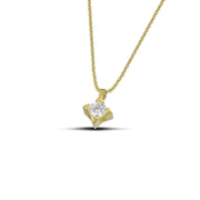 Γυναικείο χρυσό κολιέ 9Κ με μονόπετρο λευκό ζιργκόν NL018 - βίντεο.