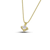 Γυναικείο χρυσό κολιέ 9Κ με μονόπετρο λευκό ζιργκόν NL018.