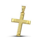 Γυναικείος χρυσός βαφτιστικός σταυρός Κ14, σαγρέ με λουστράτες άκρες.