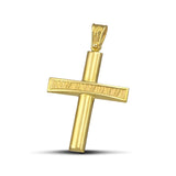 Γυναικείος σταυρός βάπτισης από χρυσό 14K με ανάγλυφη γραμμή