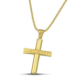 Χρυσός σταυρός βάπτισης  Κ14 ανάγλυφος για κορίτσι. Φορεμένος σε λεπτή αλυσίδα. 
