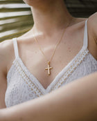 Βαπτιστικός Σταυρός για Κορίτσι CS036 Χρυσός 14K με Ανάγλυφη Επιφάνεια