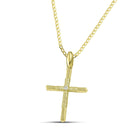 Βαπτιστικός Σταυρός για Κορίτσι MCS102 Χρυσός 14K με Ανάγλυφο Σχέδιο και Ζιργκόν