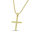 Βαπτιστικός Σταυρός για Κορίτσι MCS102 Χρυσός 14K με Ανάγλυφο Σχέδιο και Ζιργκόν
