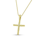 Βαπτιστικός Σταυρός για Κορίτσι MCS102 Χρυσός 14K με Ανάγλυφο Σχέδιο και Ζιργκόν