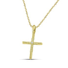 Βαπτιστικός Σταυρός για Κορίτσι MCS102 Χρυσός 14K με Ανάγλυφο Σχέδιο και Ζιργκόν
