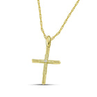 Βαπτιστικός Σταυρός για Κορίτσι MCS102 Χρυσός 14K με Ανάγλυφο Σχέδιο και Ζιργκόν
