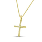 Βαπτιστικός Σταυρός για Κορίτσι MCS102 Χρυσός 14K με Ανάγλυφο Σχέδιο και Ζιργκόν