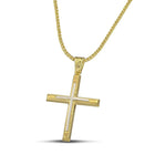 Βαπτιστικός Σταυρός για Κορίτσι CS035 Χρυσός 14K Ανάγλυφος με Λευκόχρυσο Σχέδιο