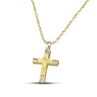 Βαπτιστικός Σταυρός για Κορίτσι CS030 Χρυσός 14K Διπλής Όψεως με Ανάγλυφες Λεπτομέρειες