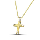 Βαπτιστικός Σταυρός για Κορίτσι CS030 Χρυσός 14K Διπλής Όψεως με Ανάγλυφες Λεπτομέρειες