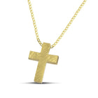 Βαπτιστικός Σταυρός για Κορίτσι CS049 Χρυσός 14K Διπλής Όψεως με Ανάγλυφη Επιφάνεια