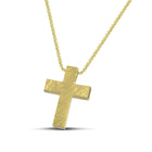 Βαπτιστικός Σταυρός για Κορίτσι CS049 Χρυσός 14K Διπλής Όψεως με Ανάγλυφη Επιφάνεια