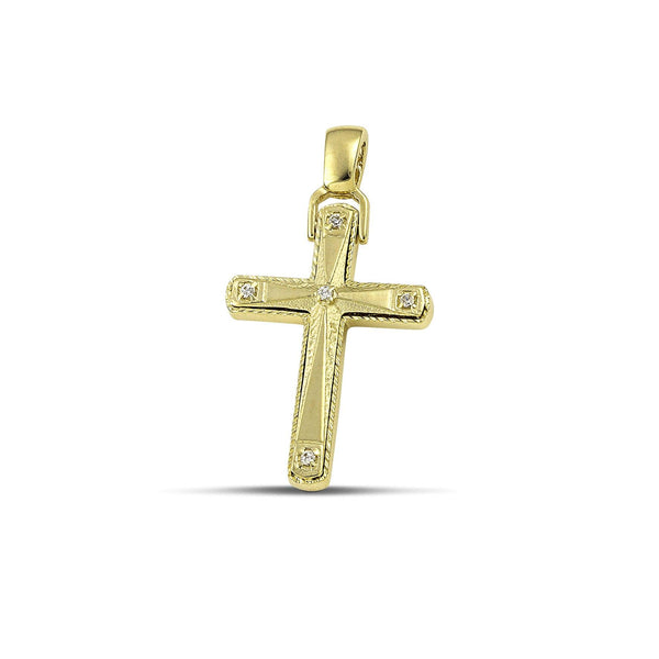 Βαπτιστικός Σταυρός για Κορίτσι MCS103 Χρυσός 14K Διπλής Όψεως με Ζιργκόν