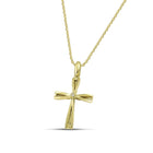 Βαπτιστικός Σταυρός για Κορίτσι MCS099 Χρυσός 14K Διπλής Όψεως με Κεντρικό Ζιργκόν