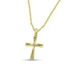 Βαπτιστικός Σταυρός για Κορίτσι MCS099 Χρυσός 14K Διπλής Όψεως με Κεντρικό Ζιργκόν