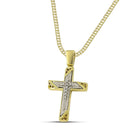 Βαπτιστικός Σταυρός για Κορίτσι MCS091 Χρυσός 14K Διπλής Όψεως με Λευκόχρυσο Σχέδιο & Ζιργκόν