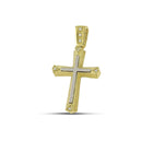 Βαπτιστικός Σταυρός για Κορίτσι MCS094 Χρυσός 14K Διπλής Όψεως με Λευκόχρυσο Σχέδιο & Ζιργκόν