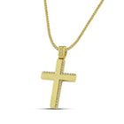 Βαπτιστικός Σταυρός για Κορίτσι MCS079 Χρυσός 14K Διπλής Όψεως με Λουστρέ & Σαγρέ Σχέδιο