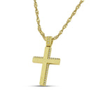 Βαπτιστικός Σταυρός για Κορίτσι MCS079 Χρυσός 14K Διπλής Όψεως με Λουστρέ & Σαγρέ Σχέδιο