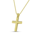 Βαπτιστικός Σταυρός για Κορίτσι MCS079 Χρυσός 14K Διπλής Όψεως με Λουστρέ & Σαγρέ Σχέδιο