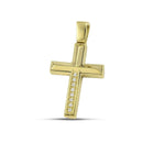 Βαπτιστικός Σταυρός για Κορίτσι MCS079 Χρυσός 14K Διπλής Όψεως με Λουστρέ & Σαγρέ Σχέδιο