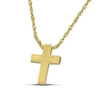 Βαπτιστικός Σταυρός για Κορίτσι CS046 Χρυσός 14K Διπλής Όψεως Ματ με Λευκόχρυσο Σχέδιο