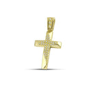 Βαπτιστικός Σταυρός για Κορίτσι MCS100 Χρυσός 14K Διπλής Όψεως με Ζιργκόν