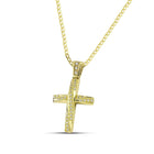 Βαπτιστικός Σταυρός για Κορίτσι MCS082 Χρυσός 14K Διπλής Όψεως με Ζιργκόν