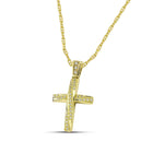 Βαπτιστικός Σταυρός για Κορίτσι MCS082 Χρυσός 14K Διπλής Όψεως με Ζιργκόν