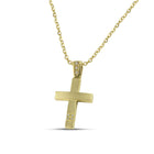 Βαπτιστικός Σταυρός για Κορίτσι MCS086 Χρυσός 14K Διπλής Όψεως με Ζιργκόν