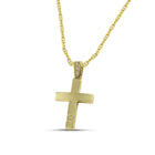 Βαπτιστικός Σταυρός για Κορίτσι MCS086 Χρυσός 14K Διπλής Όψεως με Ζιργκόν