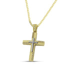 Βαπτιστικός Σταυρός για Κορίτσι MCS089 Χρυσός 14K Διπλής Όψεως με Ζιργκόν
