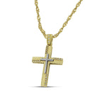Βαπτιστικός Σταυρός για Κορίτσι MCS089 Χρυσός 14K Διπλής Όψεως με Ζιργκόν