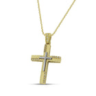 Βαπτιστικός Σταυρός για Κορίτσι MCS089 Χρυσός 14K Διπλής Όψεως με Ζιργκόν