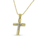 Βαπτιστικός Σταυρός για Κορίτσι MCS089 Χρυσός 14K Διπλής Όψεως με Ζιργκόν