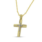 Βαπτιστικός Σταυρός για Κορίτσι MCS089 Χρυσός 14K Διπλής Όψεως με Ζιργκόν