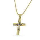 Βαπτιστικός Σταυρός για Κορίτσι MCS089 Χρυσός 14K Διπλής Όψεως με Ζιργκόν