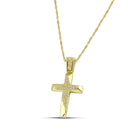 Βαπτιστικός Σταυρός για Κορίτσι MCS100 Χρυσός 14K Διπλής Όψεως με Ζιργκόν