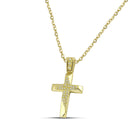 Βαπτιστικός Σταυρός για Κορίτσι MCS100 Χρυσός 14K Διπλής Όψεως με Ζιργκόν