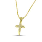 Βαπτιστικός Σταυρός για Κορίτσι MCS100 Χρυσός 14K Διπλής Όψεως με Ζιργκόν