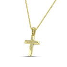 Βαπτιστικός Σταυρός για Κορίτσι MCS100 Χρυσός 14K Διπλής Όψεως με Ζιργκόν