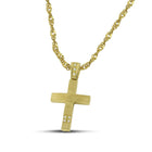 Βαπτιστικός Σταυρός για Κορίτσι MCS053 Χρυσός 14K Διπλής Όψεως με Ζιργκόν και Σαγρέ Επιφάνεια