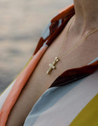 Βαπτιστικός Σταυρός για Κορίτσι MCS053 Χρυσός 14K Διπλής Όψεως με Ζιργκόν και Σαγρέ Επιφάνεια