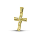 Βαπτιστικός Σταυρός για Κορίτσι MCS053 Χρυσός 14K Διπλής Όψεως με Ζιργκόν και Σαγρέ Επιφάνεια