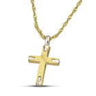 Βαπτιστικός Σταυρός για Κορίτσι CS025 Χρυσός 14K Δίχρωμος Διπλής Όψεως με Ανάγλυφο Σχέδιο