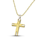 Βαπτιστικός Σταυρός για Κορίτσι CS025 Χρυσός 14K Δίχρωμος Διπλής Όψεως με Ανάγλυφο Σχέδιο