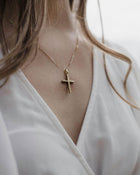 Βαπτιστικός Σταυρός για Κορίτσι  CS010 Χρυσός 14K Δίχρωμος Διπλής Όψεως με Ζιργκόν